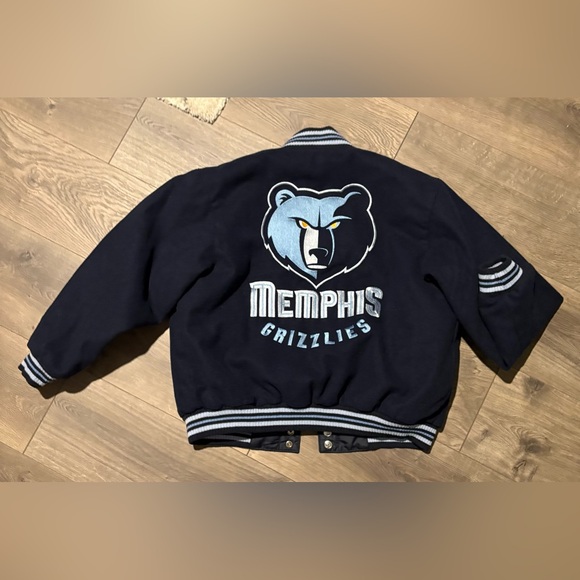 Kids Navy Blue Memphis Grizzlies Varsity Jacket - Picture 3 of 5